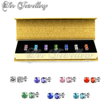 Swarovski Crystals 7 Days Earrings Set (Gold Box) - Her Jewellery