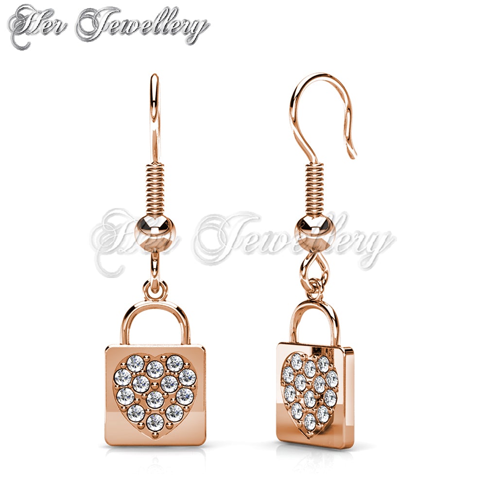 Dangling Lock Heart Earrings