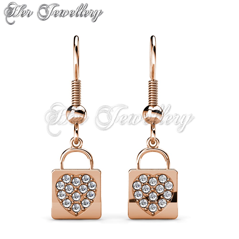 Dangling Lock Heart Earrings