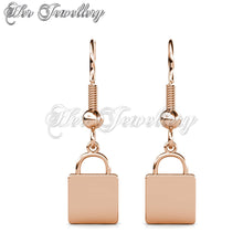 Dangling Lock Heart Earrings