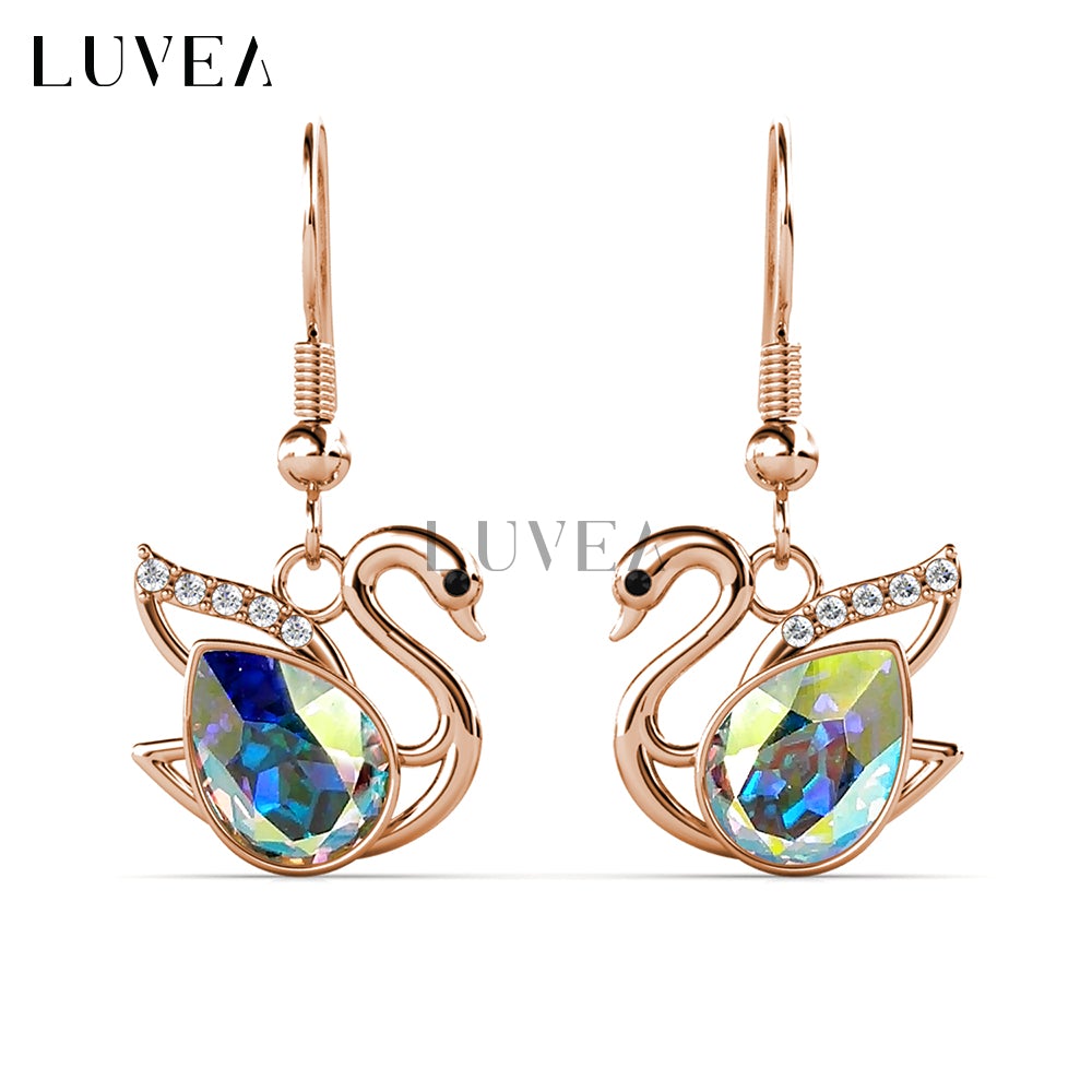 Dangling swan crystals earrings