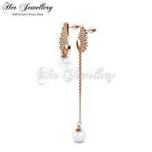 Dangling Wing Pearl Earrings