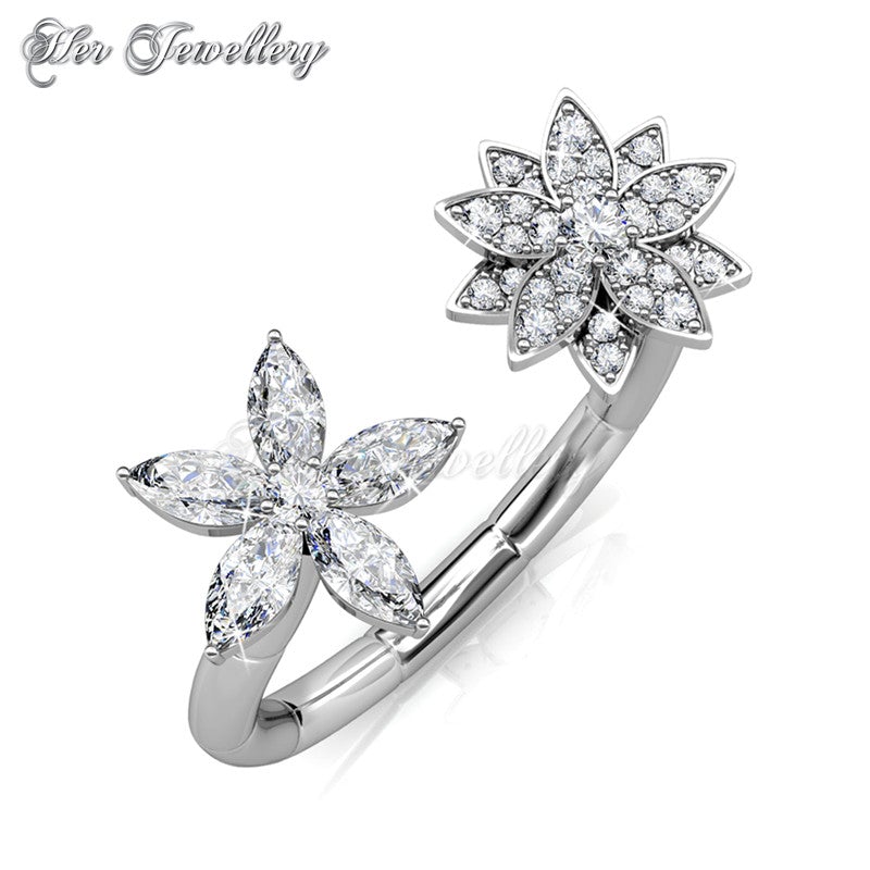 Swarovski Crystals Fraternal Bloom Ring - Her Jewellery