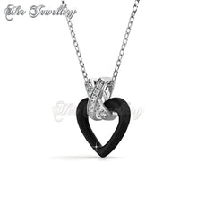 Swarovski Crystals Heart Ceramic Set (Black) - Her Jewellery