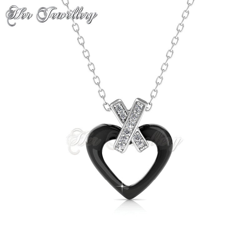 Swarovski Crystals Heart Ceramic Set (Black) - Her Jewellery