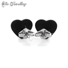 Swarovski Crystals Heart Ceramic Set (Black) - Her Jewellery