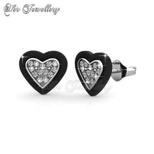 Swarovski Crystals Heart Ceramic Set (Black) - Her Jewellery