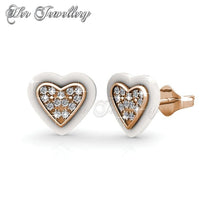 Swarovski Crystals Heart Ceramic Earrings - Her Jewellery