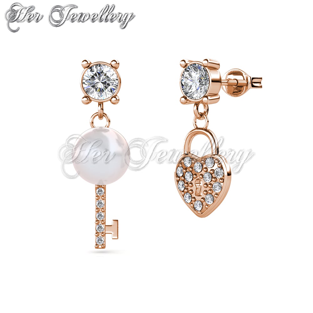 Pearly Key Heart Earrings