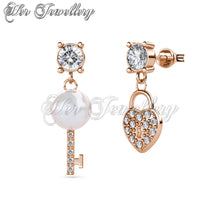 Pearly Key Heart Earrings