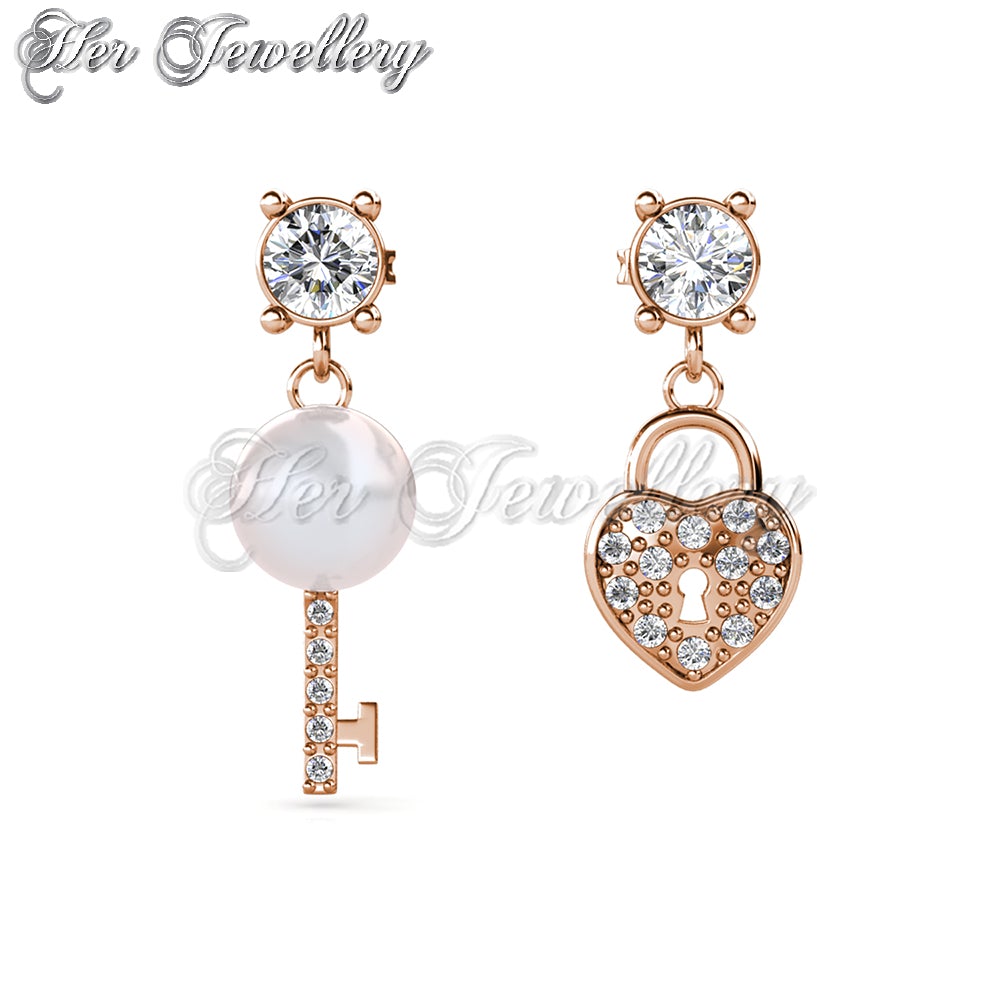 Pearly Key Heart Earrings