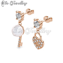 Pearly Key Heart Earrings