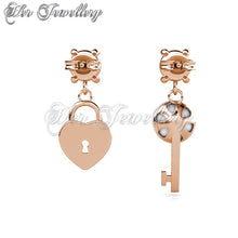 Pearly Key Heart Earrings
