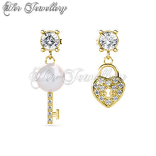 Pearly Key Heart Earrings