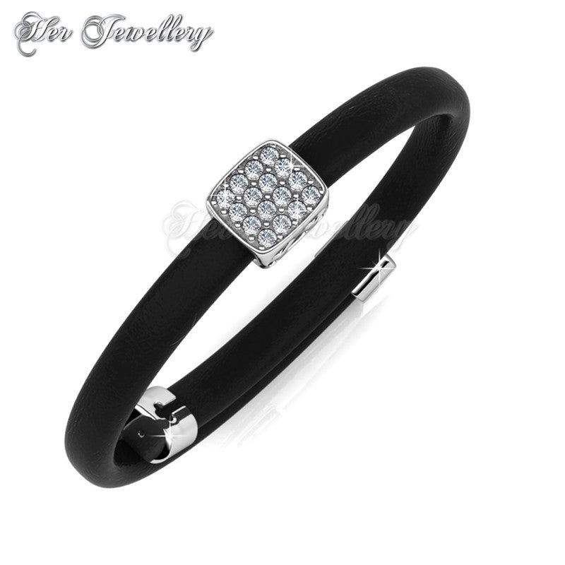 Swarovski Crystals Jack Leather Bracelet (Black) - Her Jewellery