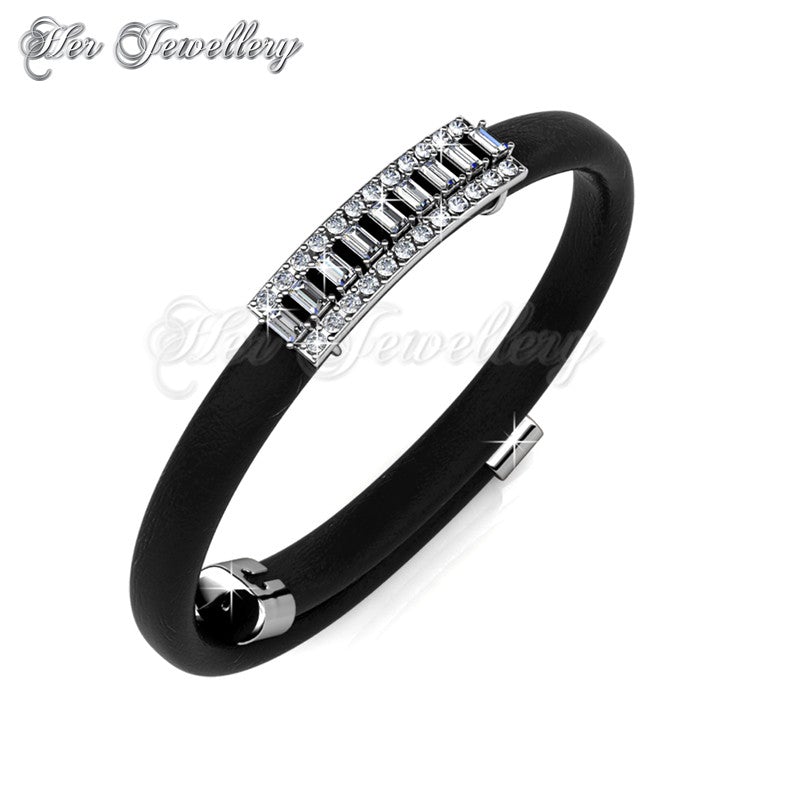 Swarovski Crystals Jame Leather Bracelet (Black) - Her Jewellery