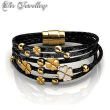 Leather Clover Bracelet