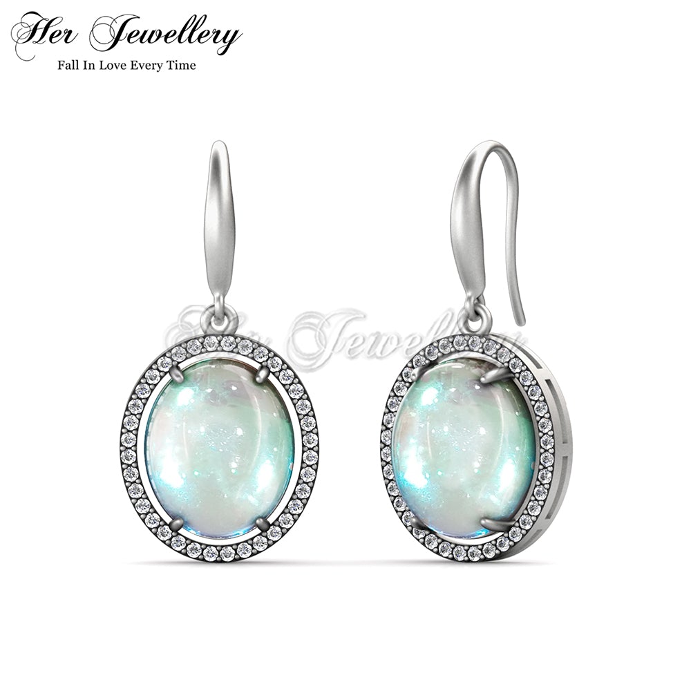 Dangling Oval Moonstone Earrings