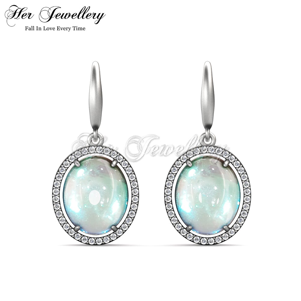 Dangling Oval Moonstone Earrings