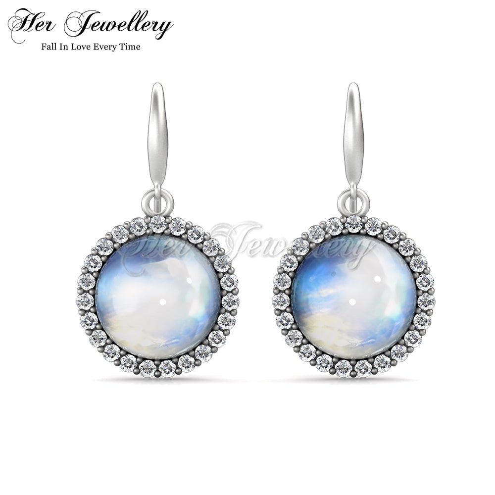 Dangling Round Moonstone Earrings