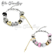 Swarovski Crystals Mylady Charm Bracelet Bundle (Pink + White) - Her Jewellery