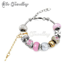 Swarovski Crystals Mylady Charm Bracelet Bundle (Pink + White) - Her Jewellery