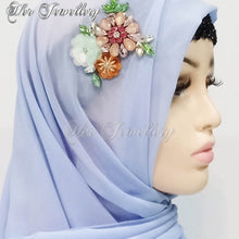 Swarovski Crystals Flowery Scarf (Blue) - Her Jewellery