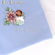 Swarovski Crystals Flowery Scarf (Blue) - Her Jewellery