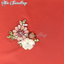 Swarovski Crystals Flowery Scarf (Brick Red) - Her Jewellery