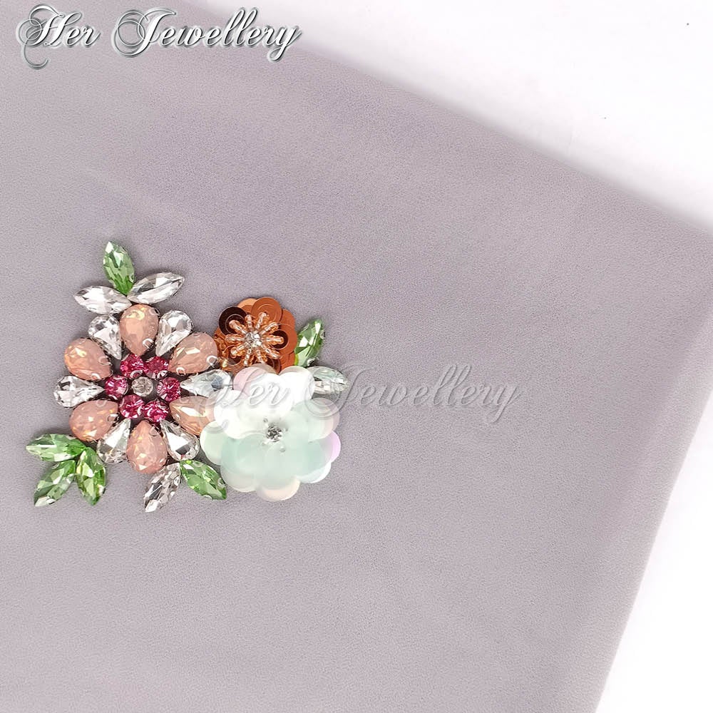 Swarovski Crystals Flowery Scarf (Grey) - Her Jewellery