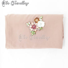 Swarovski Crystals Flowery Scarf (Light Brown) - Her Jewellery