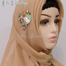 Swarovski Crystals Flowery Scarf (Light Brown) - Her Jewellery