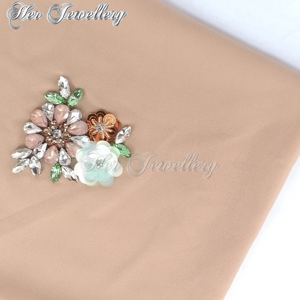 Swarovski Crystals Flowery Scarf (Light Brown) - Her Jewellery