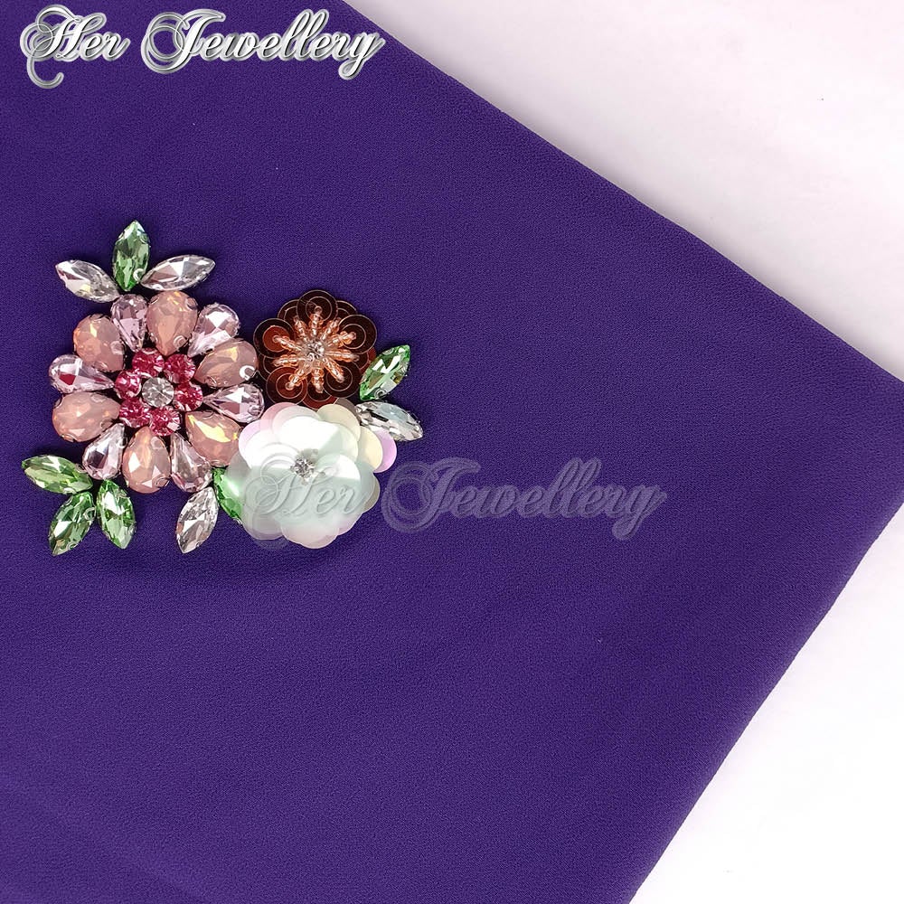 Swarovski Crystals Flowery Scarf (Purple) - Her Jewellery