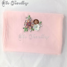 Swarovski Crystals Flowery Scarf (Pink) - Her Jewellery