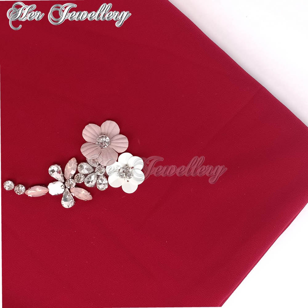 Swarovski Crystals Plum Blossome Scarf (Burgundy) - Her Jewellery