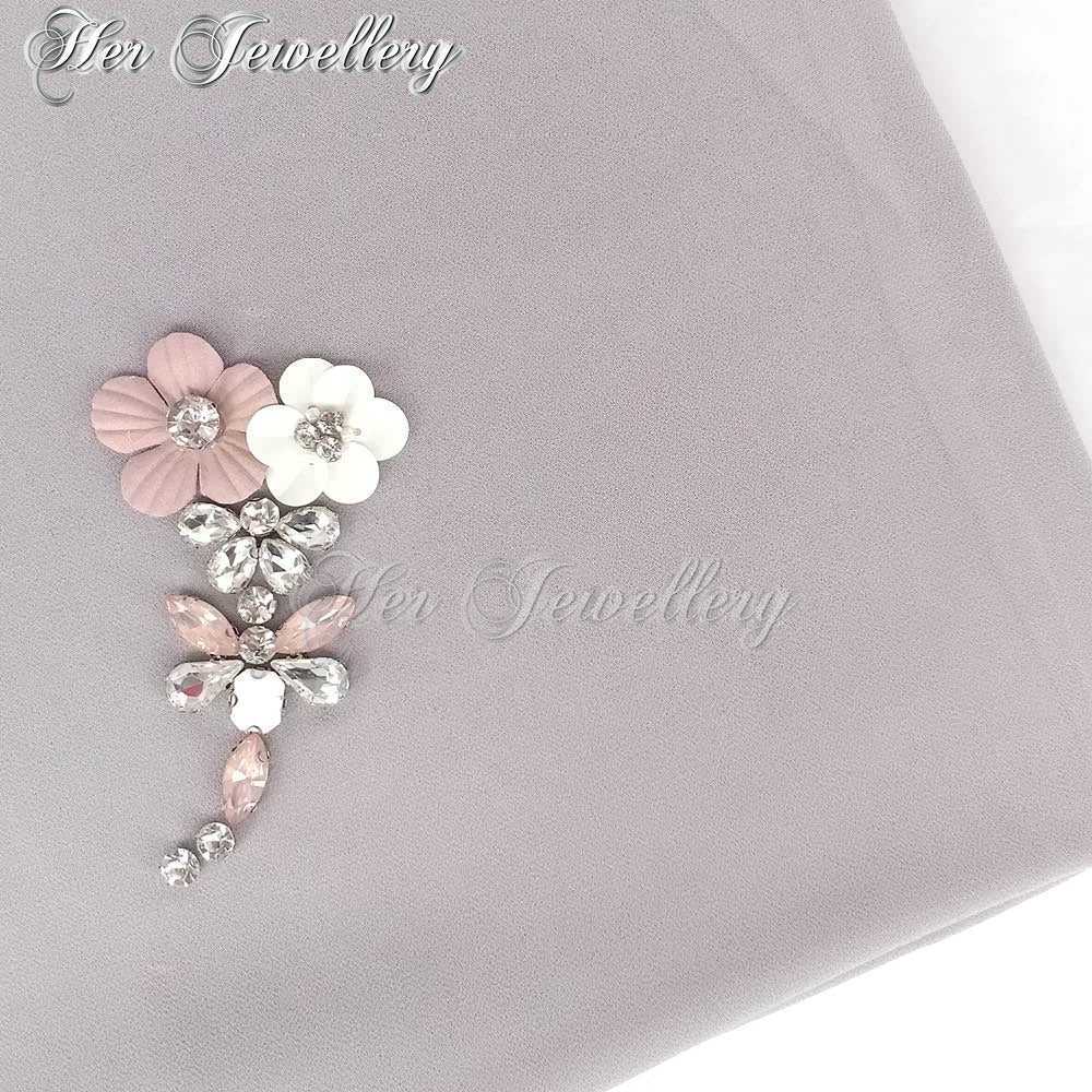 Swarovski Crystals Plum Blossome Scarf (Grey) - Her Jewellery