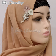 Swarovski Crystals Plum Blossome Scarf (Light Brown) - Her Jewellery