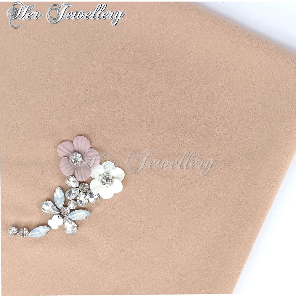 Swarovski Crystals Plum Blossome Scarf (Light Brown) - Her Jewellery