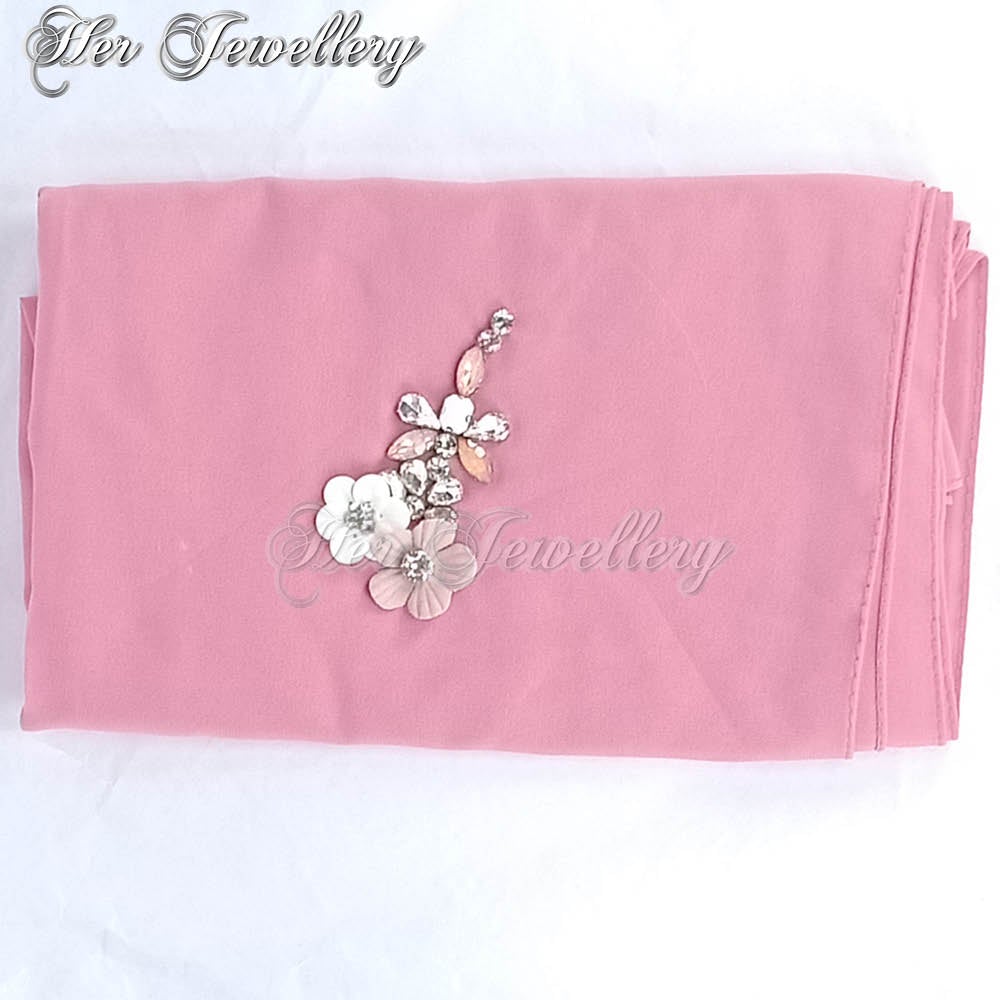 Swarovski Crystals Plum Blossome Scarf (Skin Pink) - Her Jewellery