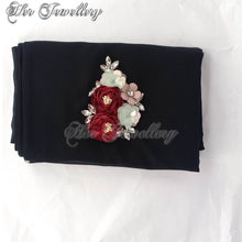 Swarovski Crystals Rosy Blossome Scarf (Black) - Her Jewellery