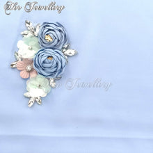 Swarovski Crystals Rosy Blossome Scarf (Blue) - Her Jewellery