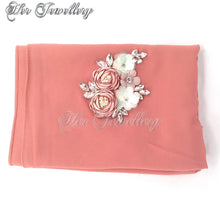 Swarovski Crystals Rosy Blossome Scarf (Brick Red) - Her Jewellery