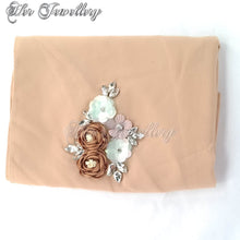 Swarovski Crystals Rosy Blossome Scarf (Light Brown) - Her Jewellery