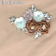 Swarovski Crystals Rosy Blossome Scarf (Light Brown) - Her Jewellery