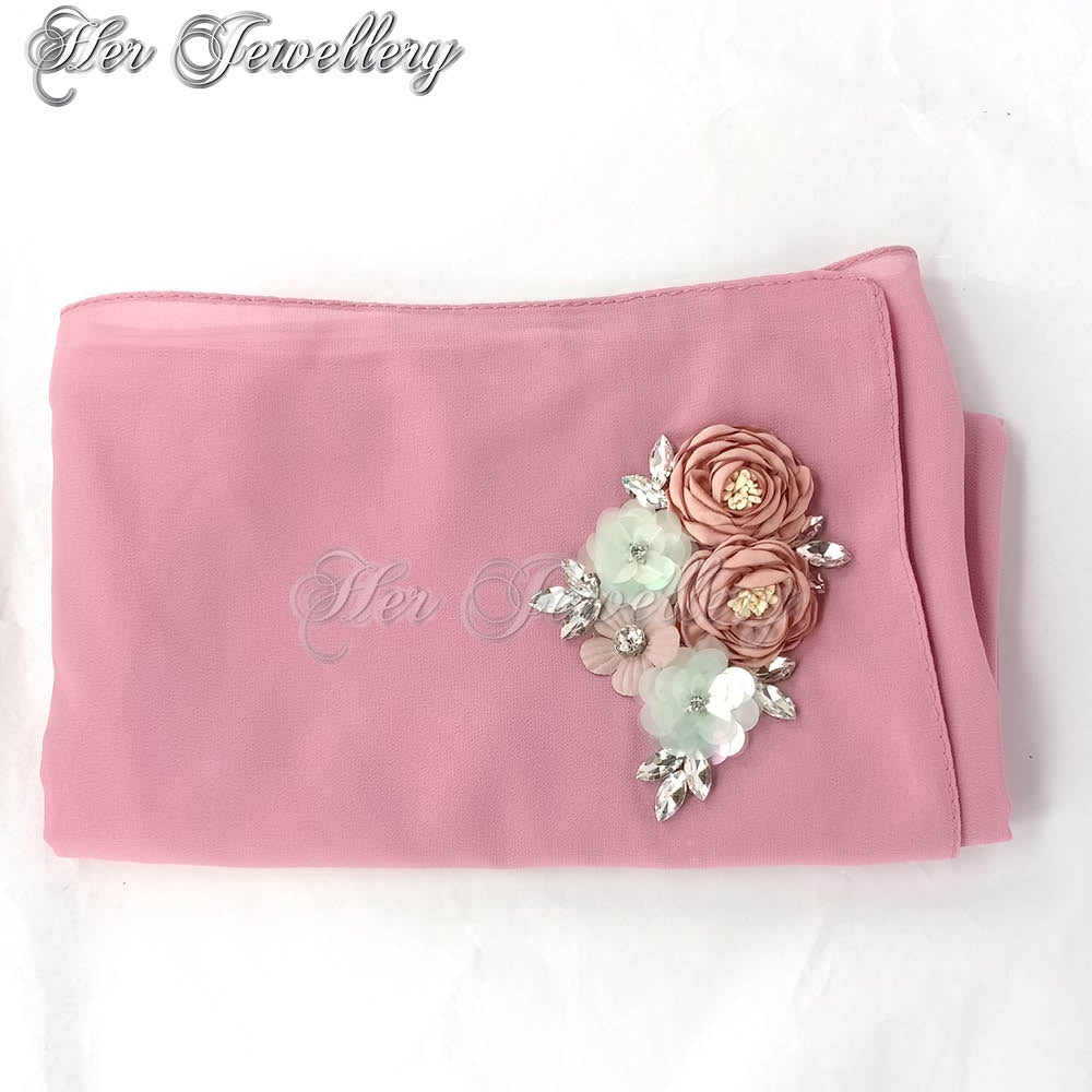 Swarovski Crystals Rosy Blossome Scarf (Skin Pink) - Her Jewellery