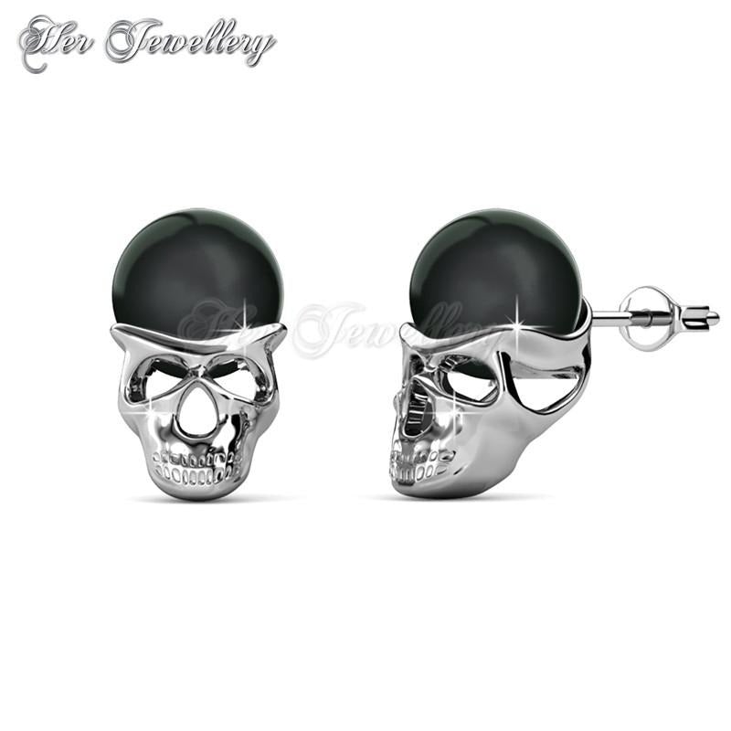 Swarovski Crystals Skull Pearl Earrings - Her Jewellery