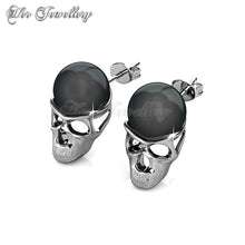 Swarovski Crystals Skull Pearl Earrings - Her Jewellery