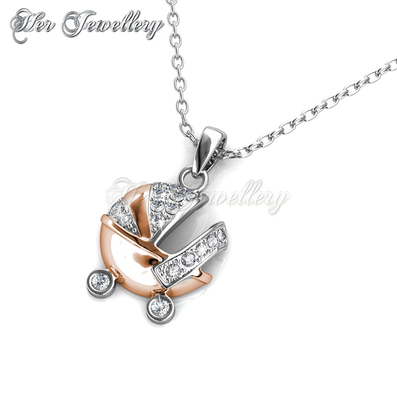 Swarovski Crystals Baby Stroller Pendant - Her Jewellery