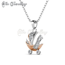 Swarovski Crystals Baby Stroller Pendant - Her Jewellery